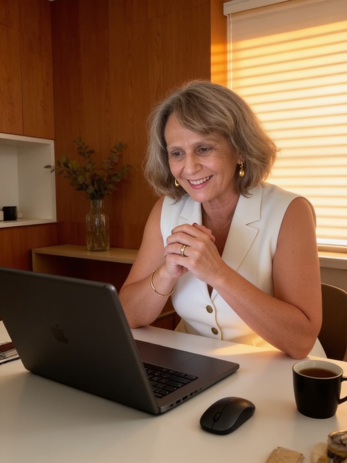 Luz Marina Toledo, psicanalista, em seu consultório durante atendimento online
